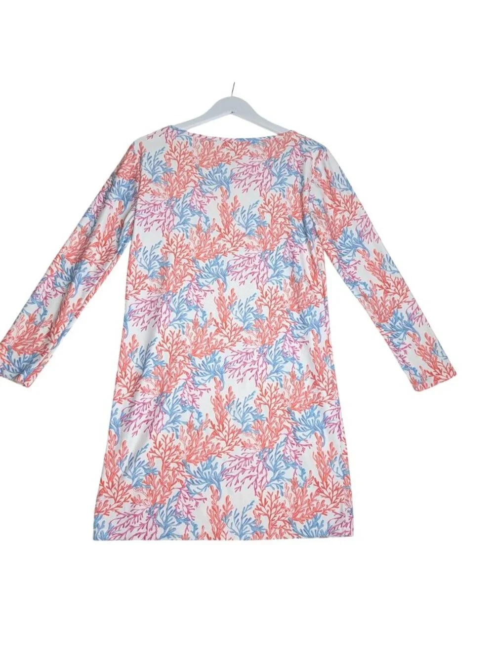 Glamourpuss NYC SPF 50 Sea Coral Print Long Sleeve Shift Dress S - Picture 9 of 9